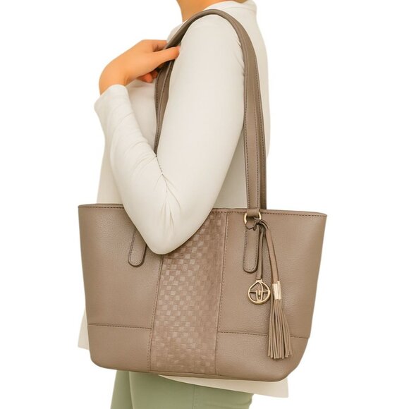 Giani Bernini Bag Shoulder Tote Leather Satchel Handbag GRAY WOMEN'S WOMAN'S - Picture 1 of 15